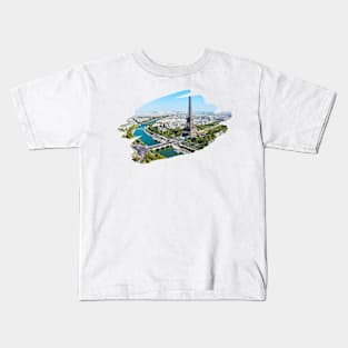 Paris City Cartoon Print Kids T-Shirt